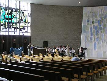 Choir practice before mass